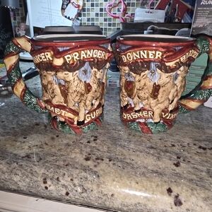 Fitz & Floyd Collectable Vintage Reindeer Mug Set